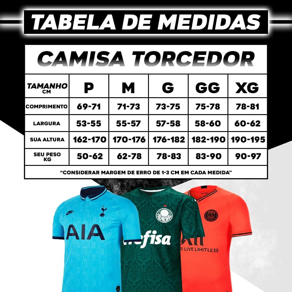 Tabela de Medidas Camisas de Time